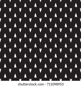 Heart seamless pattern. Love. Black and White Valentine background. Valentine's Day 