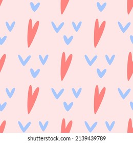 Heart seamless pattern. Love concept Scandinavian style background. Vector illustration for fabric design, gift paper, baby clothes, textiles, cards.
