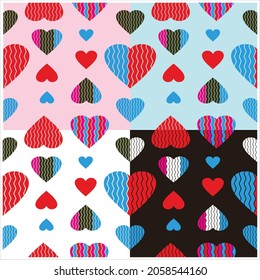 Símbolo de amor de patrón sin brillo de corazón vector de cuatro colores