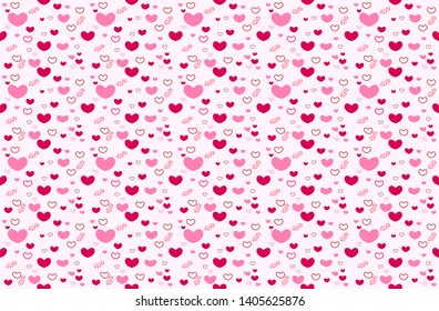 Heart seamless pattern with love tone color tiles on light pink background