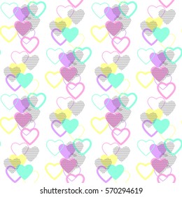 Heart seamless pattern, minimalist print, abstract style. Background in pastel shades. Vector EPS 8