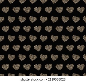 
Heart seamless pattern on black background with leopard spots vector for clothes print