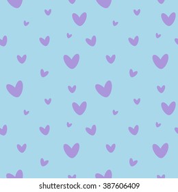 Heart seamless pattern on a blue background. Cute babies pattern. Heart seamless pattern babies fashion design. Baby shower. Vector illustration, eps 10