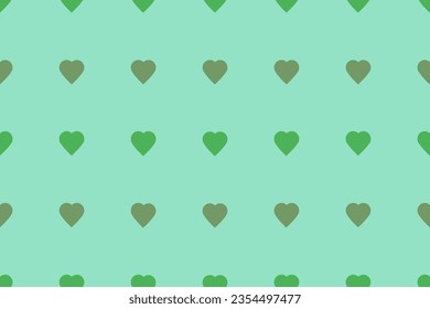 Heart seamless pattern on green background for wallpaper, fabric, clothing,backdrop,texture, wrapping paper, notebook cover ,curtain,pillow case and stationary.