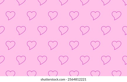 heart Seamless Pattern on Pink Background. Charming romantic endless background with love heart for Valentines day, holiday design, wallpaper, fabric