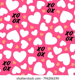 Heart seamless pattern on pink background