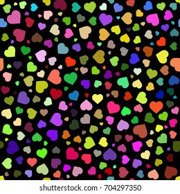 heart Seamless pattern on a white background.  Hand drawn colorful  heart  abstract background. 