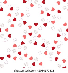 Heart seamless pattern. Pink childish drawing from hearts. For kids prints, textiles, bed linen. Modern, trendy geometric Valentine's Day pattern. Romantic, casual for the holiday. Vector illustration