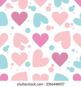 Heart. Seamless pattern of pink hearts for the holidays of st. Valentine, love, women's day, for packaging, wallpaper, decorations. Vector image. 