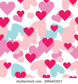 Herz. Nahtlose Muster von rosa Herzen für die Feiertage von st. Valentine, Liebe, Frauentag, für Verpackungen, Tapeten, Dekoration. Vektorbild. 