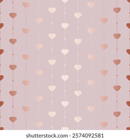 Heart seamless pattern. Repeated rose gold hearts. Love design. Gift paper. Background for prints. Repeating golden hearth. Modern patern. Wedding wrapper. Glitter woman packing. Vector illustration