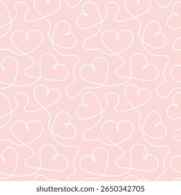Heart seamless pattern. Repeating love background. Repeated scattered hearts for design prints. Scattering graphic motif. Repeat lattice. Randomly ornament. Decorative elements. Vector illustration
