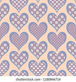Heart seamless pattern in retro style