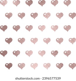 Patrón sin fisuras del corazón en oro rosa, fondo transparente