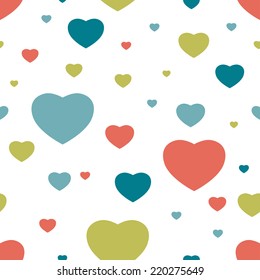 Heart seamless pattern. Simply flat background. Vector.