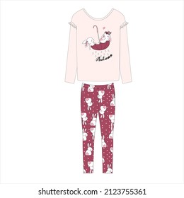 HEART SEAMLESS PATTERN TOP AND BOTTOM MATCHING PYJAMA SET FOR WOMEN AND TEEN GIRLS IN EDITABLE VECTOR FILE