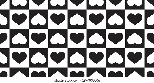 heart seamless pattern valentine checked vector cartoon scarf isolated tile background doodle repeat wallpaper illustration design