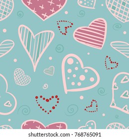 Heart seamless pattern for valentine day. Vector