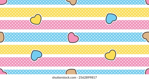 heart seamless pattern valentine polka dot vector cartoon doodle pastel color tile background gift wrapping paper repeat wallpaper illustration design isolated