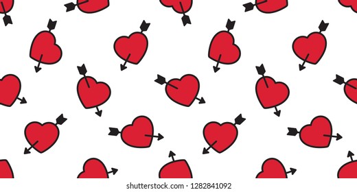 Heart seamless pattern valentine vector arrow gift wrap paper scarf isolated illustration repeat wallpaper tile background