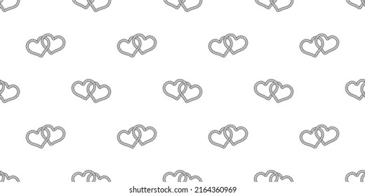 heart seamless pattern valentine vector rope lasso cartoon scarf isolated tile background repeat wallpaper gift wrapping paper doodle white illustration design