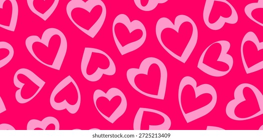 Heart seamless pattern. Valentine's day holiday backdrop texture, romantic wedding. Flat style