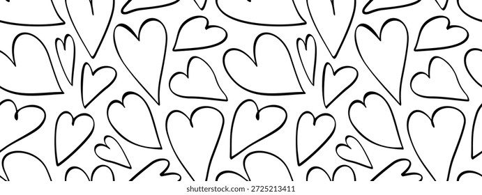 Heart seamless pattern. Valentine's day holiday backdrop texture, romantic wedding. Flat style