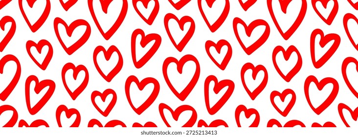 Heart seamless pattern. Valentine's day holiday backdrop texture, romantic wedding. Flat style