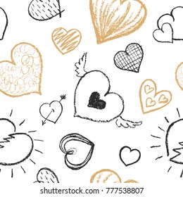 Heart seamless pattern for valentines day and wedding design. Vector illustration