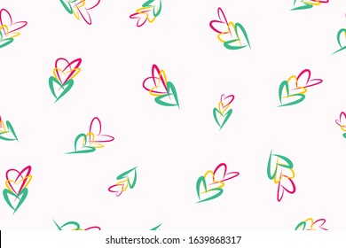 heart seamless pattern vector hand drawn style love concept