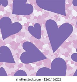 Heart seamless pattern. Vector love illustration. Valentine's Day, Mother's Day, wedding, scrapbook, gift wrapping paper, textiles. Purple background