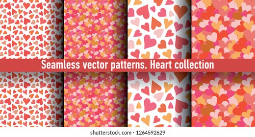 Heart seamless pattern. Vector love illustration. Valentine's Day, Mother's Day, wedding, scrapbook, gift wrapping paper, textiles. Red background