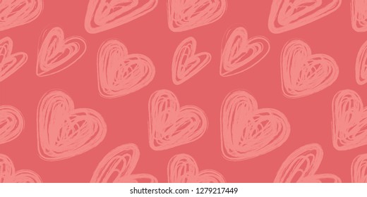 Heart seamless pattern. Vector love illustration. Valentine's Day, Mother's Day. Wedding, scrapbook, gift wrapping paper, textiles. Doodle sketch. Color background