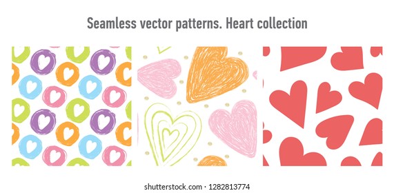 Heart seamless pattern. Vector love illustration. Valentine's Day, Mother's Day, wedding, scrapbook, gift wrapping paper, textiles. Colorful background