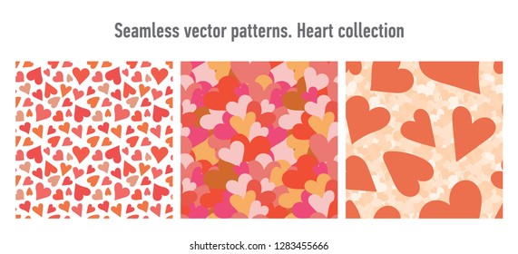 Heart seamless pattern. Vector love illustration. Valentine's Day, Mother's Day, wedding, scrapbook, gift wrapping paper, textiles. Red background