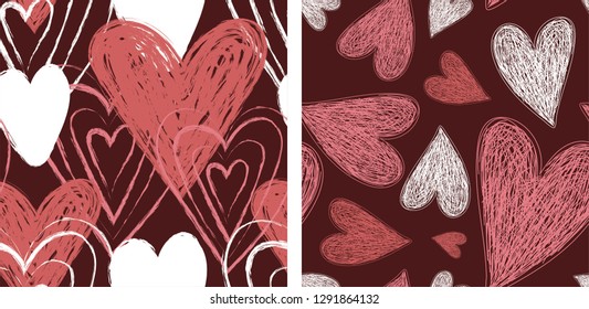 Heart seamless pattern. Vector love illustration. Valentine's Day, wedding. Scrapbook, gift wrapping paper, textile. Doodle sketch background