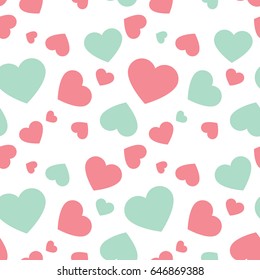 Heart seamless pattern.Colorful hearts.Packaging design for gift wrap. Abstract geometric modern background. Vector illustration. Art deco style. Heart seamless pattern