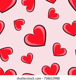 Heart seamless pattern.Colorful hearts.Packaging design for gift wrap. Abstract geometric modern background. Vector illustration. Art deco style. Heart seamless pattern