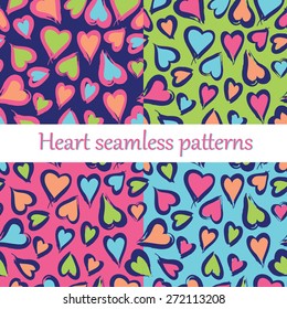 Heart seamless patterns vector illustration