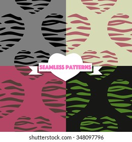 Heart Seamless Patterns. Vector Illustration