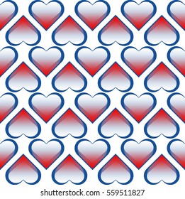 heart seamless vector pattern regular ornament with effect gradient.