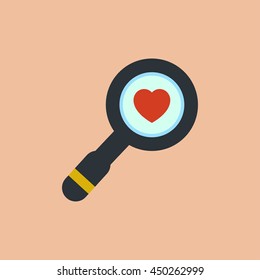 heart search flat  icon
