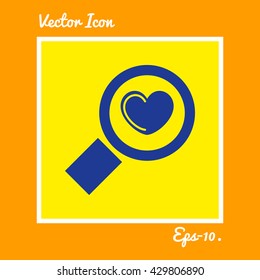 Heart in Search Icon. Eps-10.