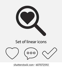 heart search icon. One of set web icons