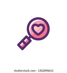 Heart Search icon, Valentine Day Symbol