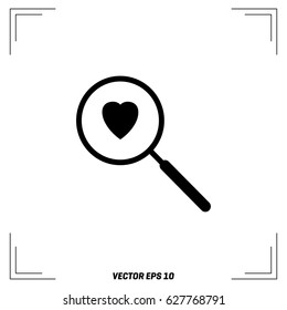 Heart search icon vector