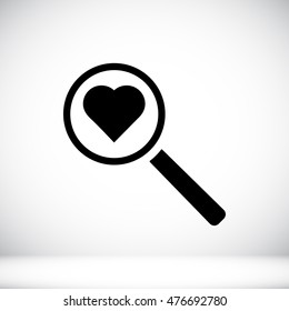 heart search icon, vector best flat, EPS