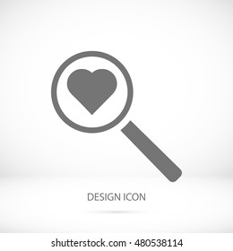 heart search icon, vector best flat icon, EPS