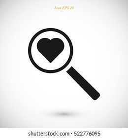 heart search icon, vector best flat icon, EPS