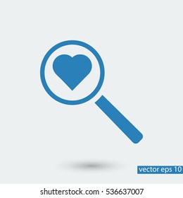 heart search icon, vector best flat icon, EPS